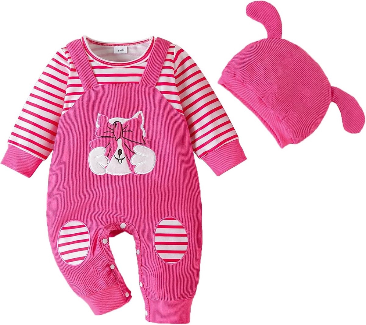 Babyromper voor pasgeborenen, jongens, lange mouwen, overall en hoed
