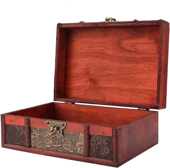 Opbergdoos, retro organiserer voor sieraden en boeken, decoratief, kleine schatkist met slot — afbeelding 3