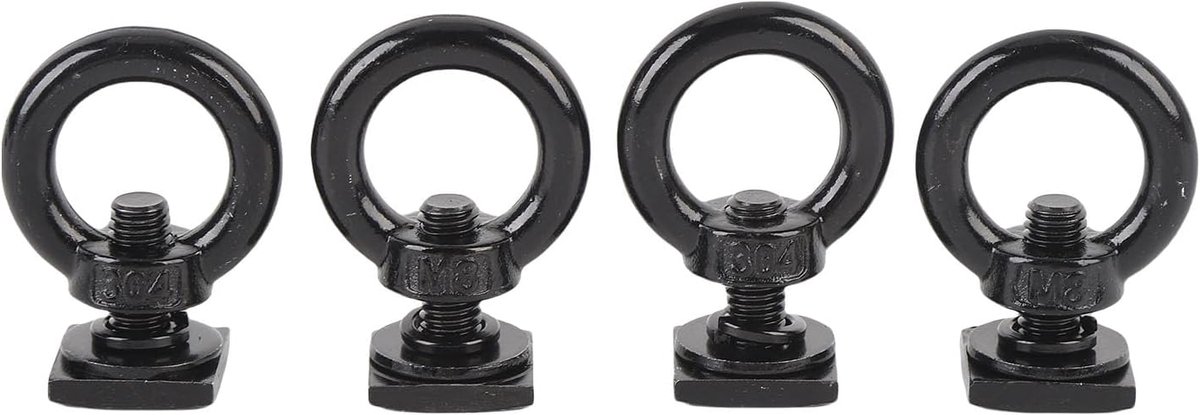 Ringvormige Oogbout Stevige Roestvrijstalen T -spoorbout Oogbout, Universele Dakrekaccessoires voor Het Beveiligen van Vrachtnetten, Bind Down Riemen met Elastische (Zwart)