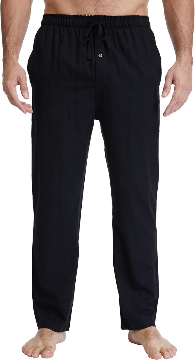 Pyjamabroek voor heren, lange katoenen pyjamabroek voor heren, zacht, ademend, loungewear, pyjamabroek, zakken