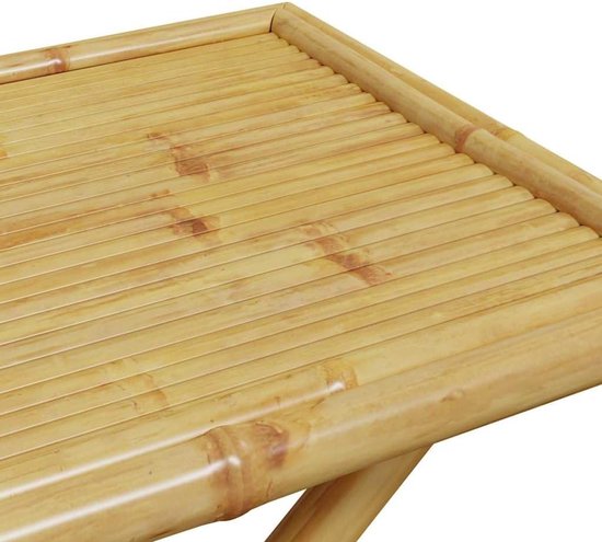 Tuintafel van bamboe, 110 x 55 x 75 cm, met lattendesign voor goede ventilatie en waterafvoer, opvouwbare tafel voor terras, tuin, binnenplaats, duurzaam en robuust — afbeelding 5