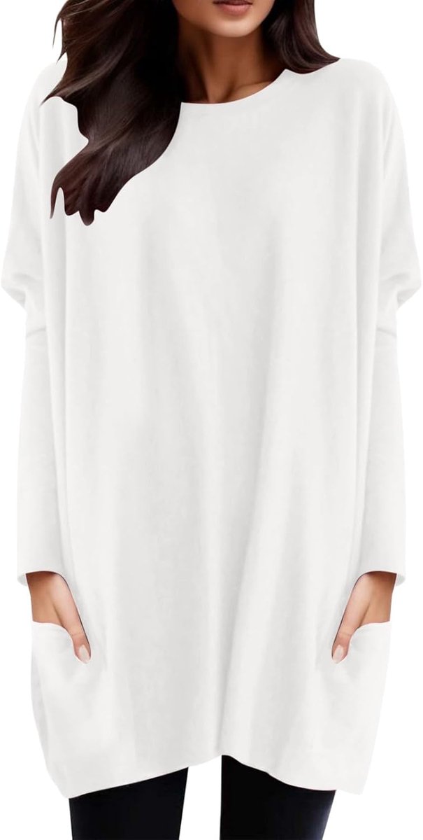 T-shirt voor dames, katoen, lange mouwen, kort, oversized, V-hals, basic, los, licht, zacht, chic, dagelijks gebruik, top, blouse, zomer, vrije tijd, A82