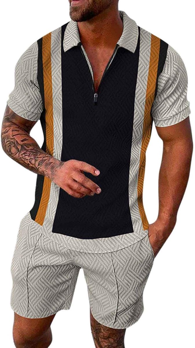 Trainingspak voor heren, joggingpak, sport, 2-delig, katoen, jas, capuchon, broek, trainingspak, comfort, zacht, licht, ademend, casual, modern, A107