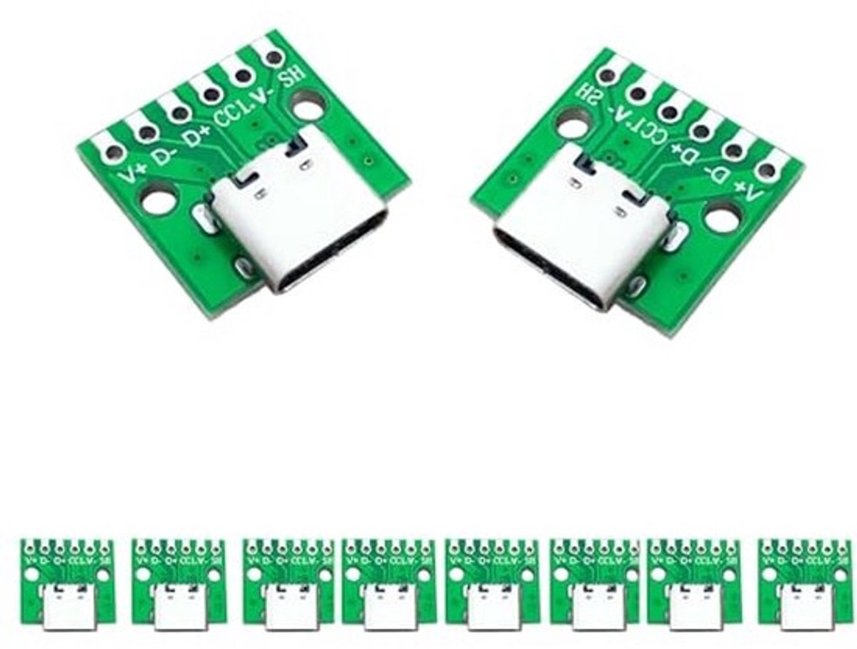 Image of 10 stuks USB 3.1 Type C breakoutboards - DIY - 6-pins PCB-converter