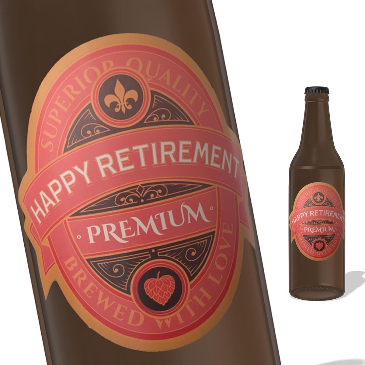 Etiketten voor Bierflesjes - Set van 3 - Groen & Goud - Happy Retirement - Perfect voor een pensioenfeest - ShopVlot