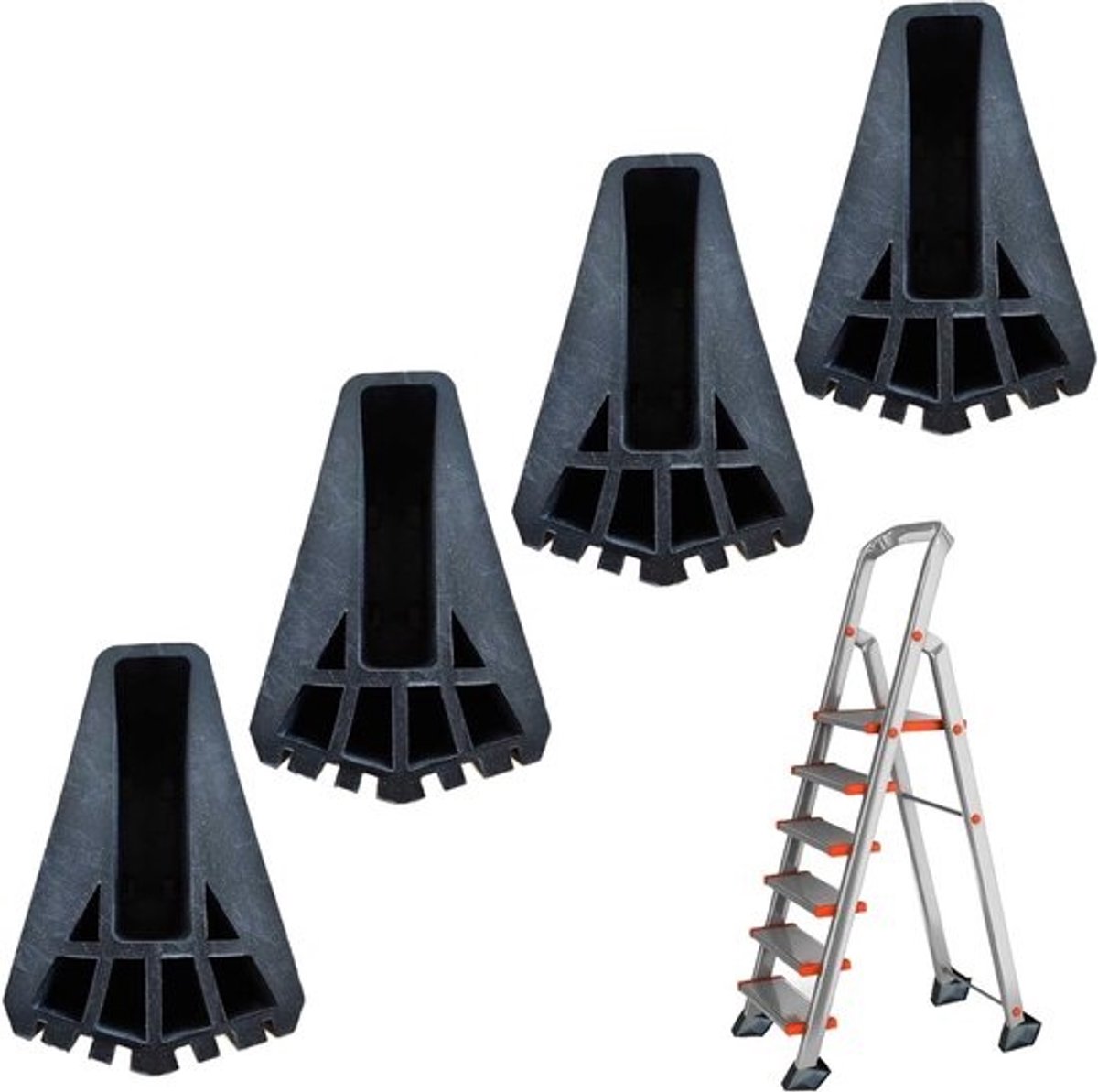 4 stuks ladderbeschermkapjes - antislip rubberen laddervoeten - zwart