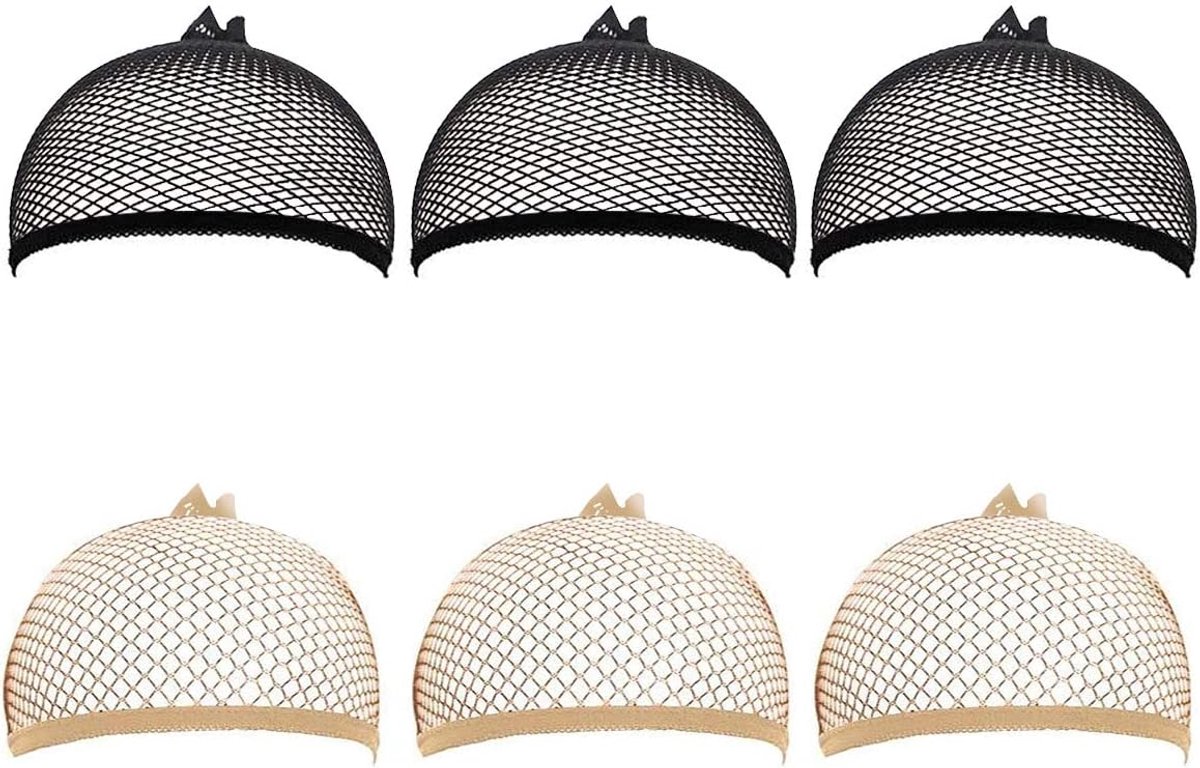 6pcs Wig Net for Making Wigs - Black Mesh Net Stockings, Elastic Elastic Nylon Unisex Hair Caps - ShopVlot