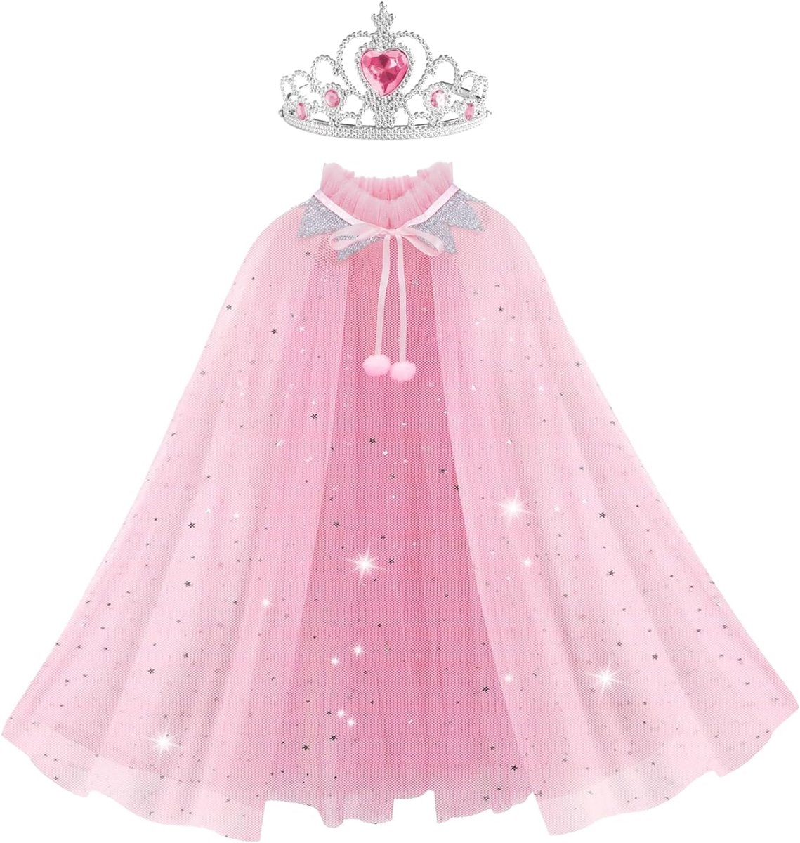 Prinsessencape voor meisjes - roze - glanzend kostuum - perfect voor feestjes - SnelShoppen