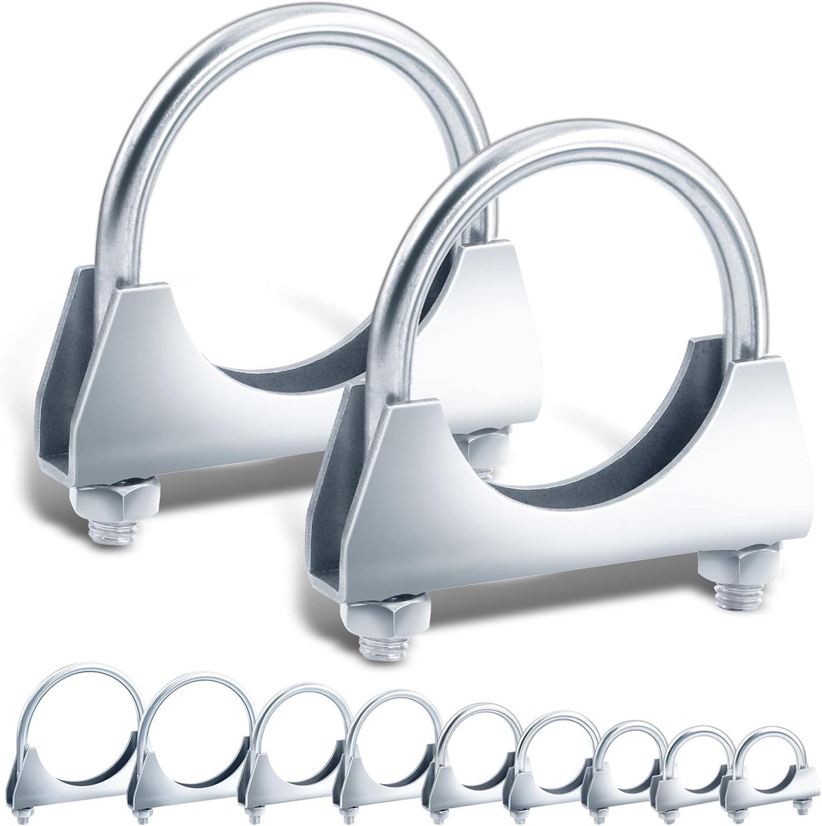 Tanstic 2pcs 1-1/4 inch (32mm) U Bolt Clamps, Zinc Coated U Bolt Clamps, Muffler Exhaust Clamps with Hose Clamp for - ShopVlot