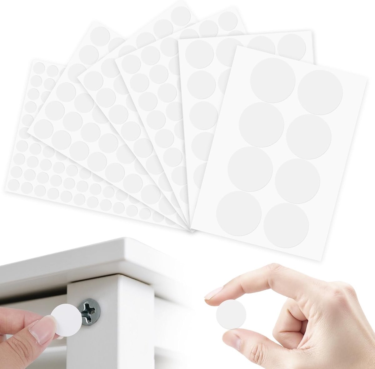 Pack of 8 self-adhesive covers for furniture and floors, suitable for screws and drill holes, Ø 12 mm, 140 pieces - ShopVlot