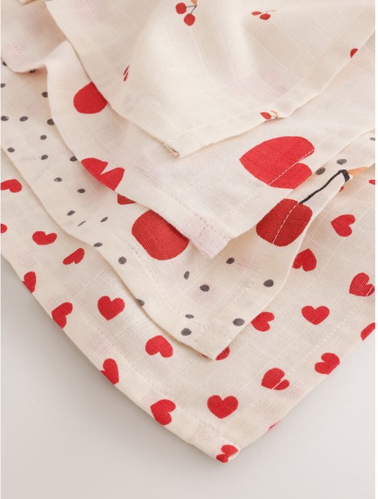 Next - Pasgeboren unisex - Set van 4 babymousseline-doekjes - Rood — afbeelding 4