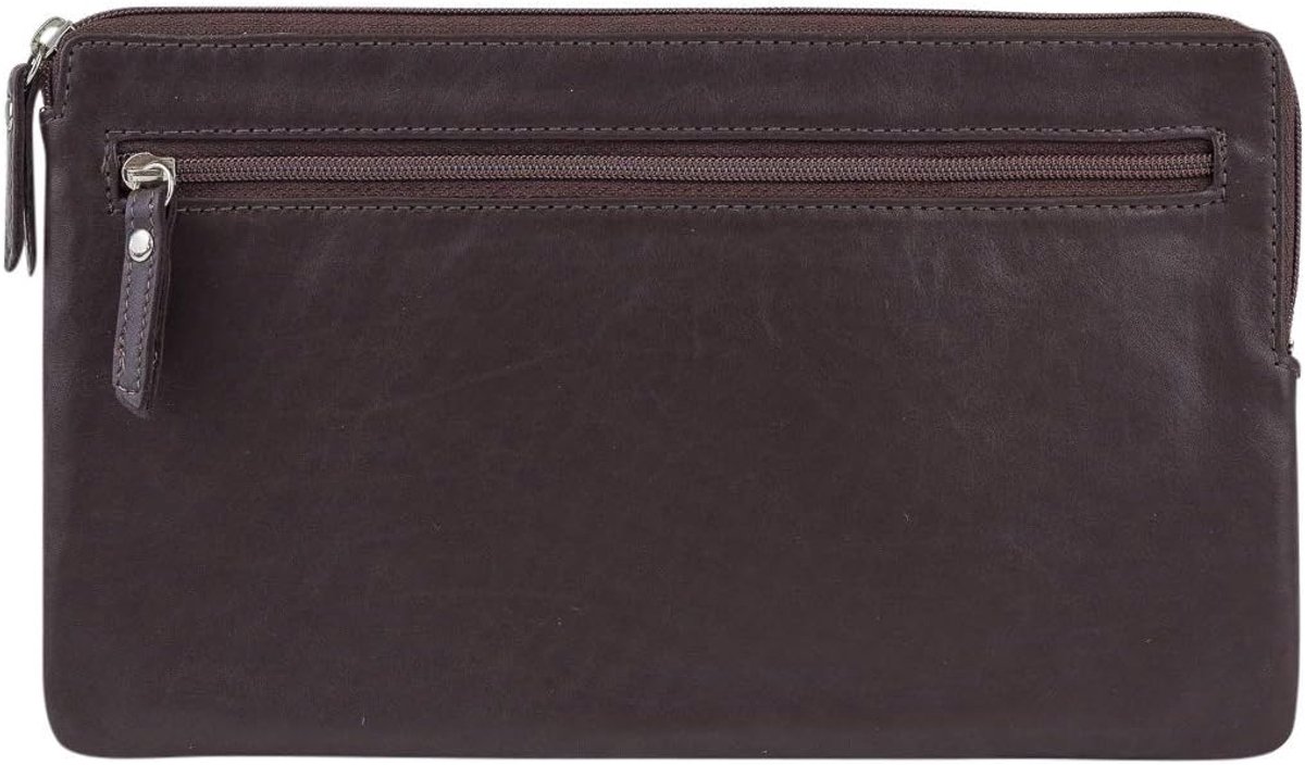 Bank bag and wallet LEAS in genuine leather, brown - Special-Edition, brown, 23.5x14 cm, closed - ShopVlot