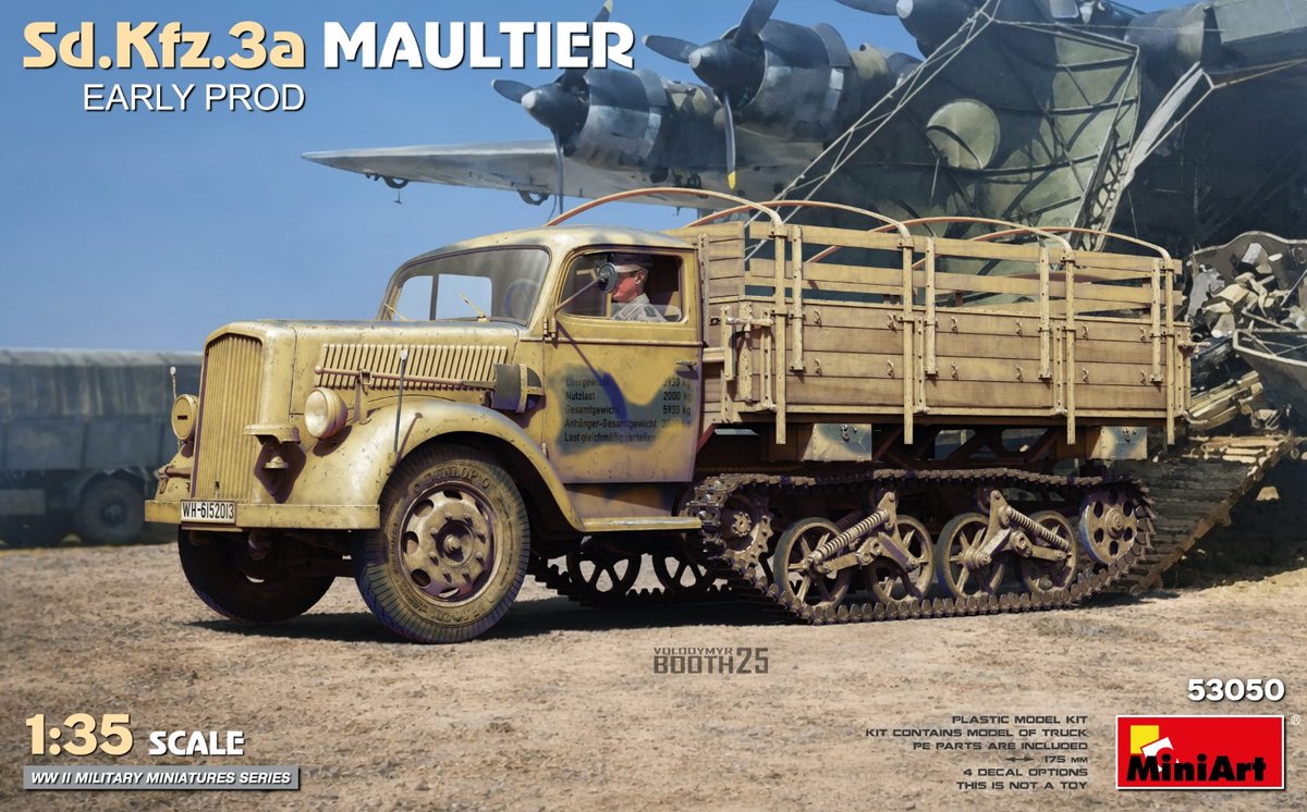 MiniArt Modelbouwpakket Militaire voertuigen - 53050 Sd.Kfz.3a Maultier Early Production WWII - Duitse Halfrupsvrachtwagen Plastic - 1:35 - Modelbouw