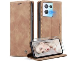 Mobile Phone Case for Oppo Reno8 Pro 5G + 2 Pieces Tempered Glass Protective Film, Premium Leather Wallet Protective - ShopVlot