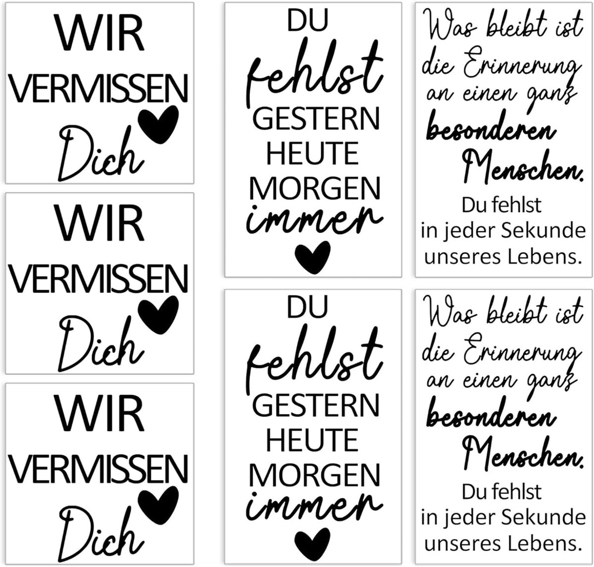 Set of 7 Funeral Candles, Self-Adhesive Memorial Light Film with German Mourning Proverbs for Grave Candles and Grave - ShopVlot