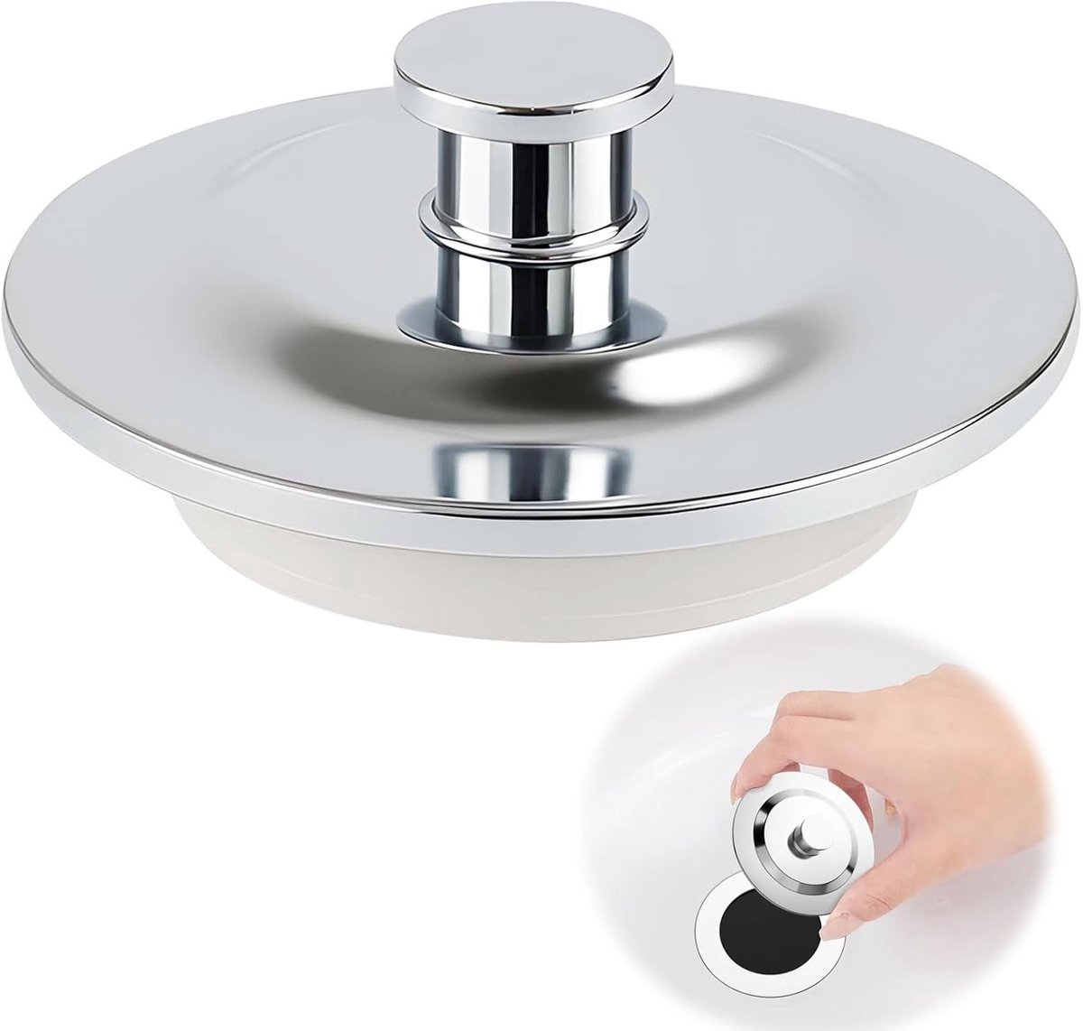 Universele RVS Badafvoer Stopper voor Bad en Wastafel, Geschikt voor 42-44 mm Openingen, Waterdicht en Duurzaam
