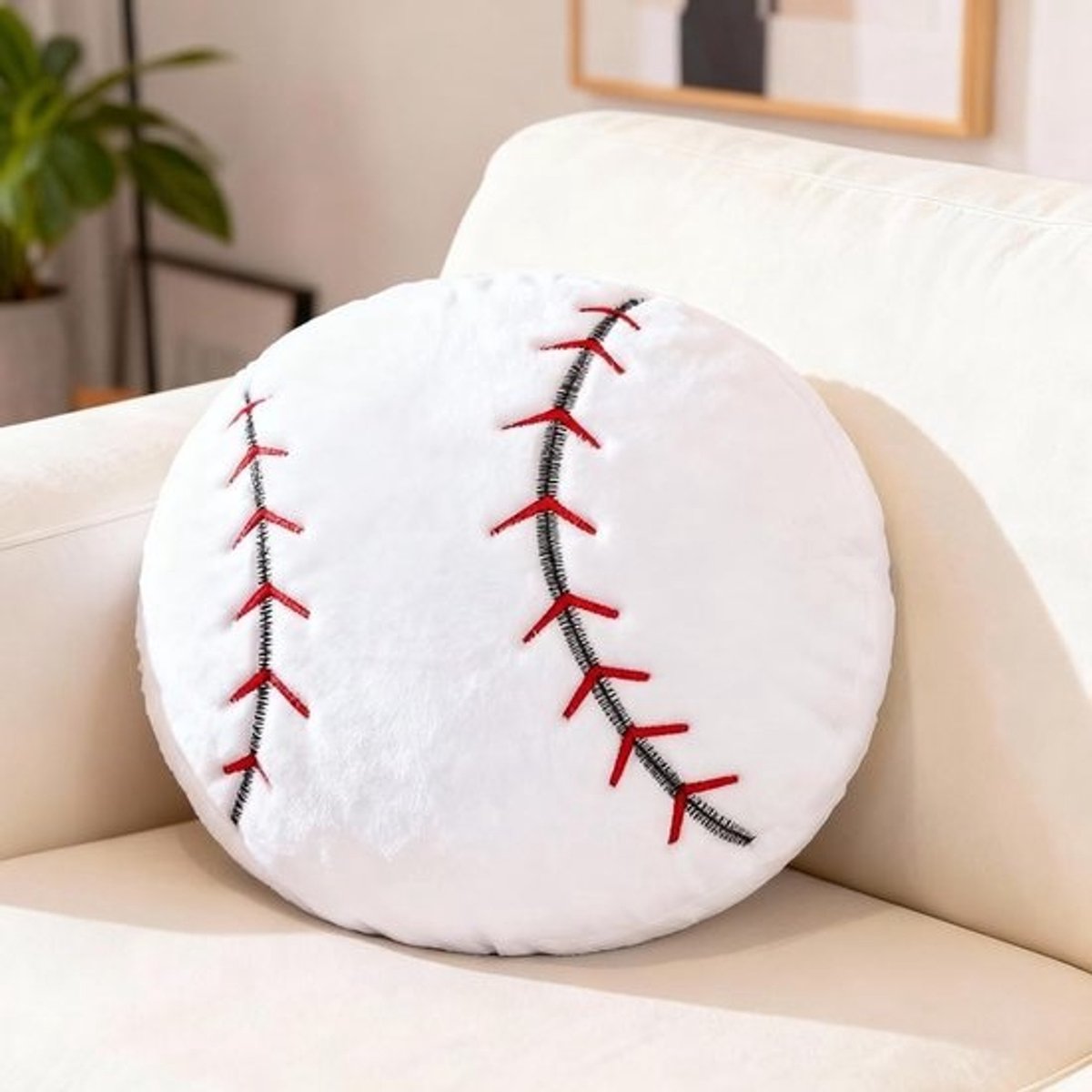 Zachte pluche bal - fluffy sportbalzitkussen voor decoratie - 35 x 35 cm - voor kinderfeestjes en jongens vanaf 14 jaar