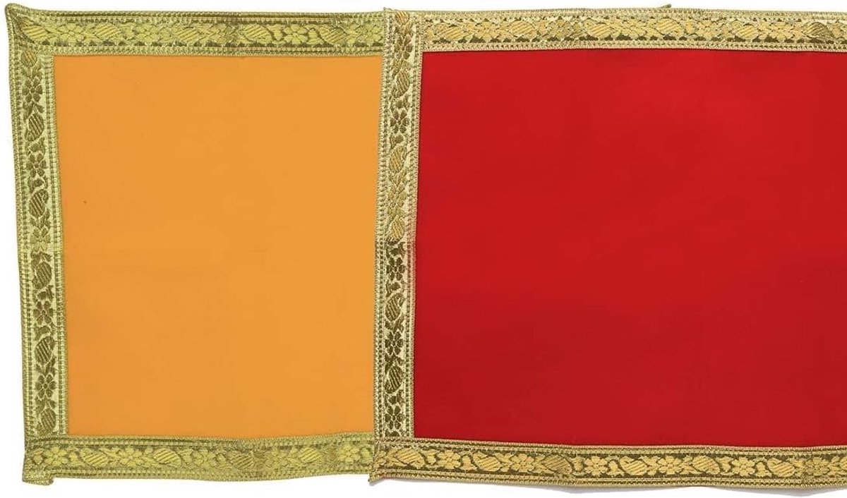 Set of 2 Velvet Decorative Mat Aasan Pooja Cloth (Size:-12 Inch X 26 Inch) Multipurpose Traditional Pooja Festival - ShopVlot