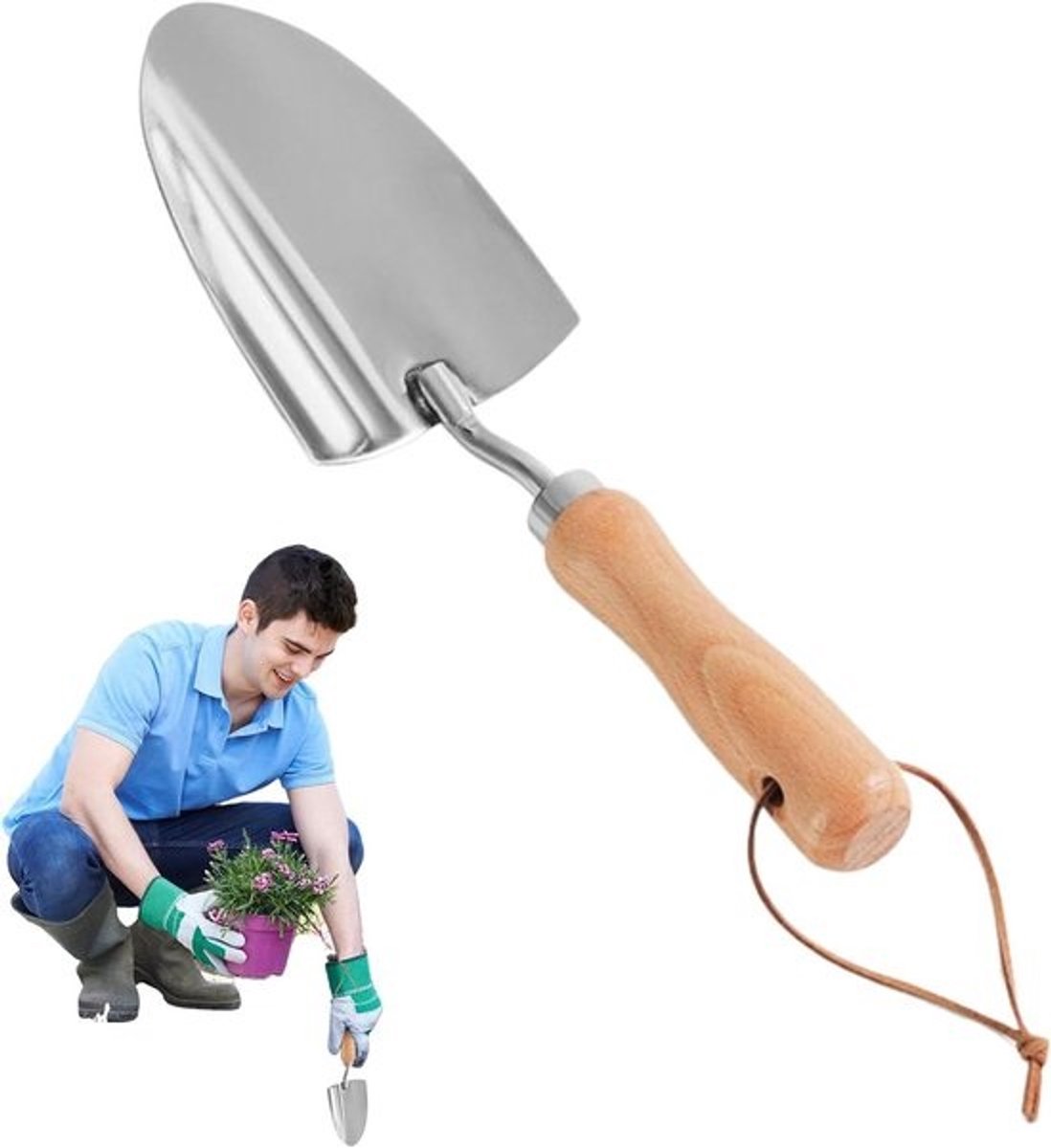 Tuinmestscheppen - Handtroffel - voor kwekerijen - Terreinonderhoud - Wortelvriendelijke rand - 33 x 12 x 5 cm - Zilver