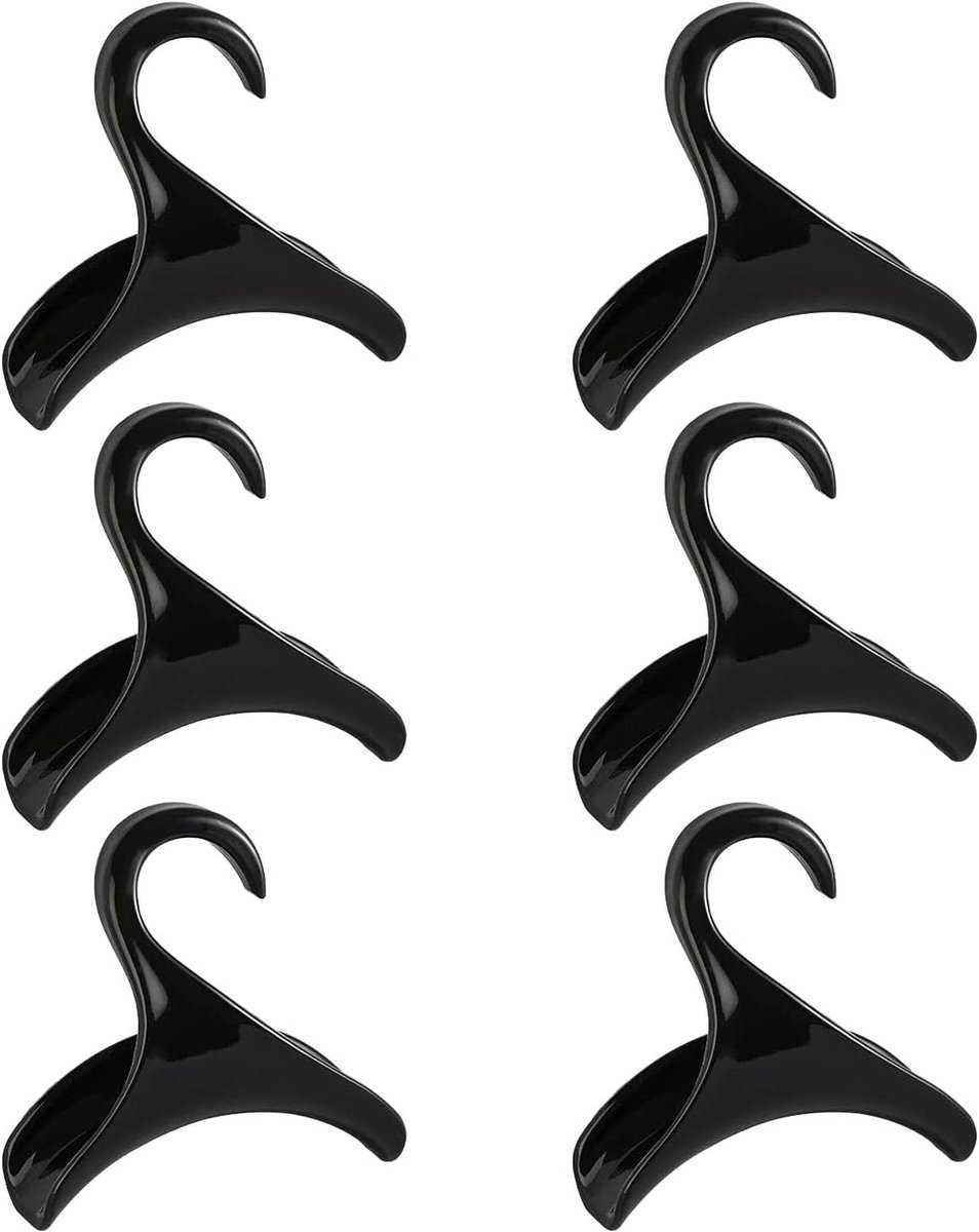 6 stuks tassenhouders met tandstang, haken voor tassen, kledinghaken, handtashouder, haken voor tassen, haken voor rugzakken, tassen, stropdassen (zwart)