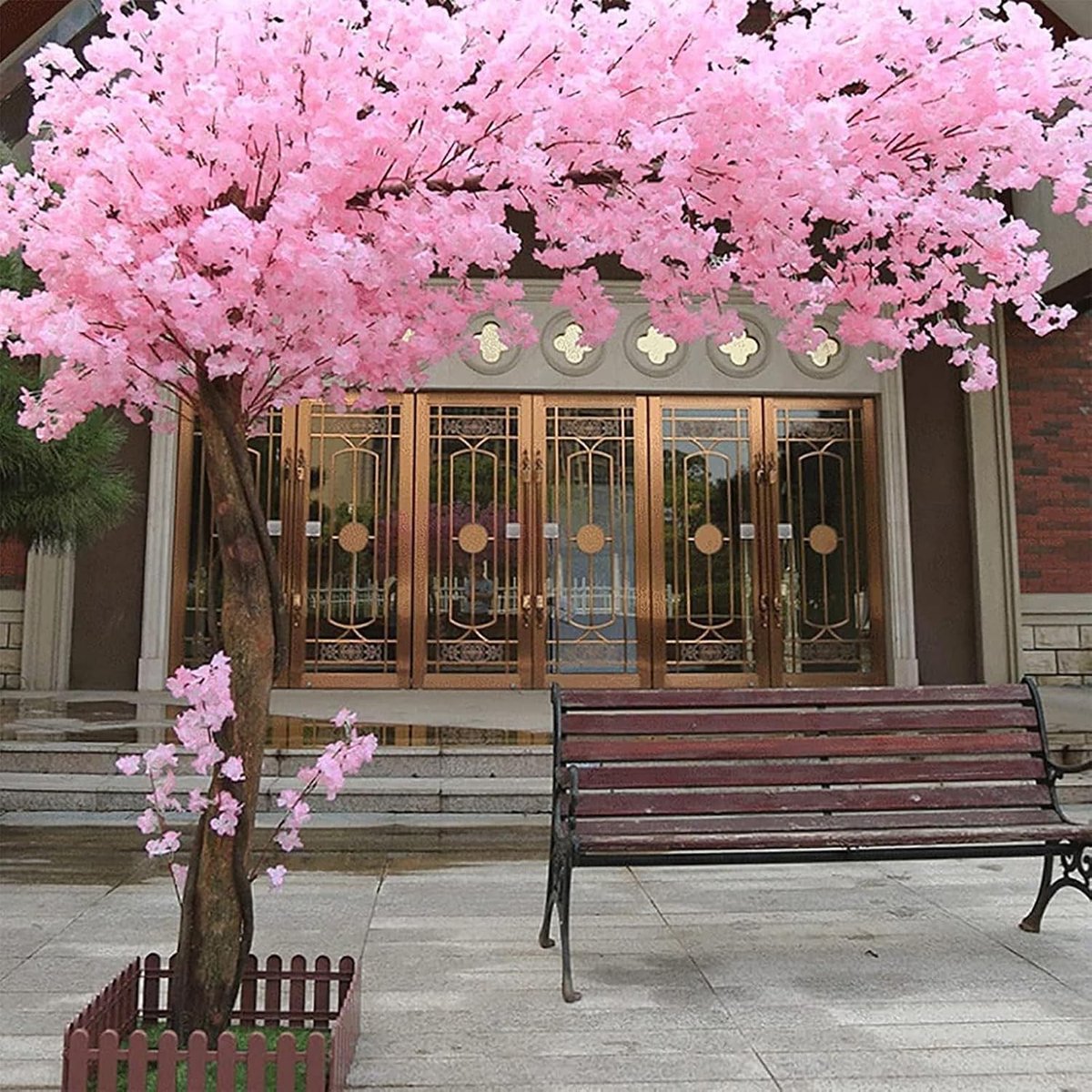 Kunstmatige Kersenbloesem Bomen Handgemaakte Licht Roze Boom Simulatie Plant Wens Perzik Boom met Base Bruiloft Home Decor Tafel Decor Party Strand,1.5X1M