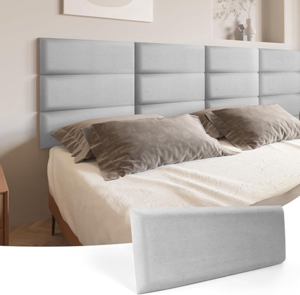 Zelfklevend hoofdbord voor kingsize bed - 3D-geluidsisolatie en comfortabel kussen