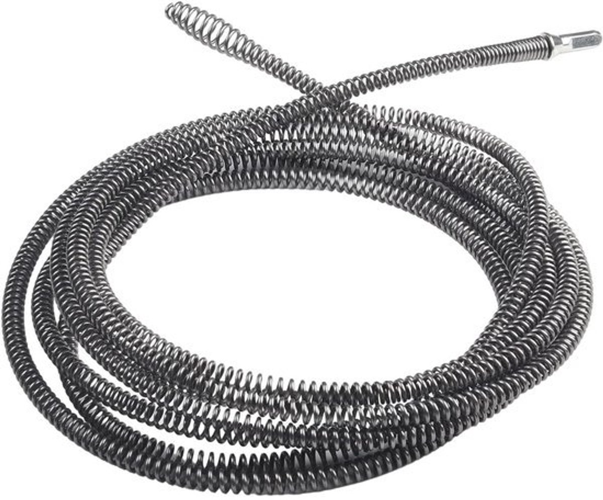 Elektrische afvoerontstopper - voor boormachine - Pijpenreiniger - afvoerreiniger - Afvoer ontstoppen - Flexibele veerkop - 5 meter - Zilver