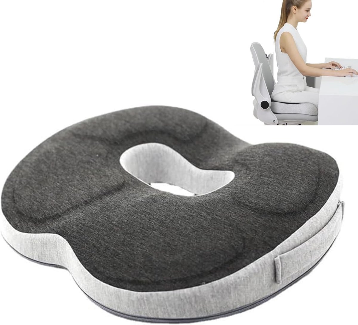 Ergonomisch Zitkussen van Geheugenschuim voor Rugpijn, Heuppijn en Aambeien, Ideaal voor Kantoorstoelen