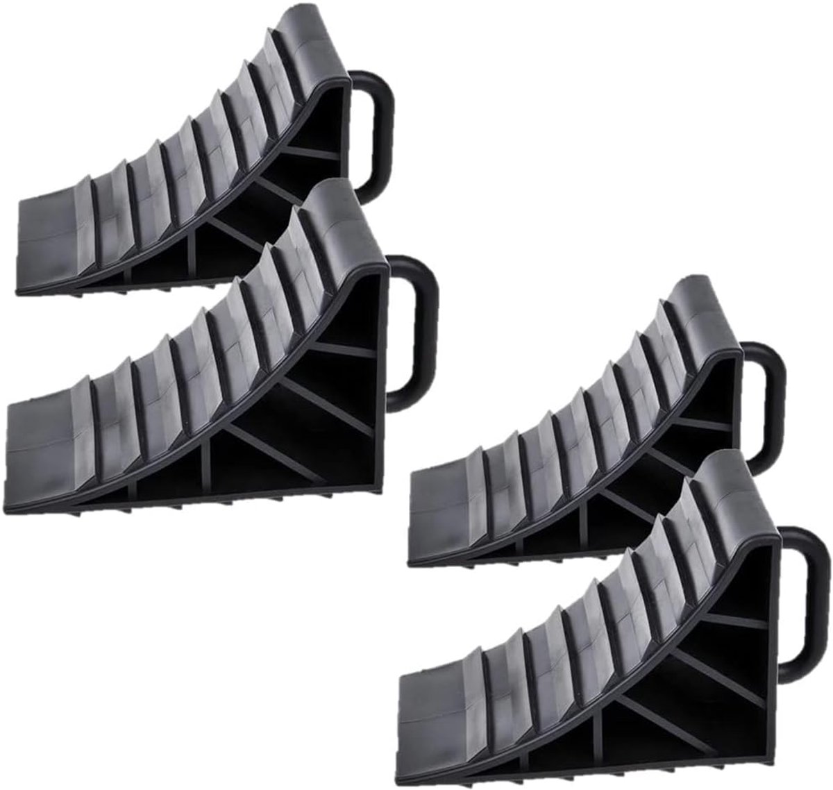 4 Pieces Unterlegkeil aus Kunststoff mit Griff Radkeil Bremskeil für PKW, Anhänger, Wohnwagen, Wohnmobil - ShopVlot