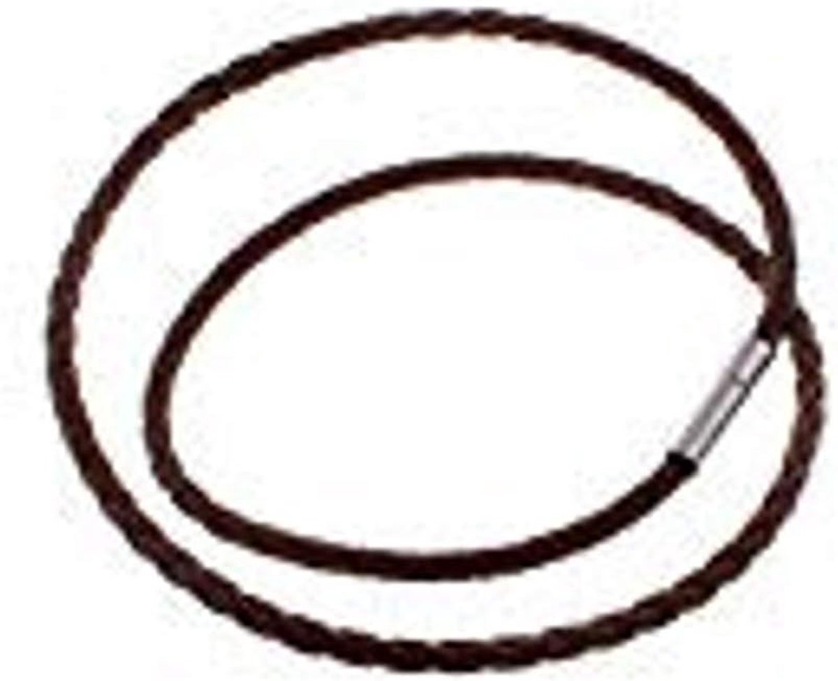 Faux leather necklace, brown, braided, 4 mm, surfer style, 45 cm long, Leather - ShopVlot