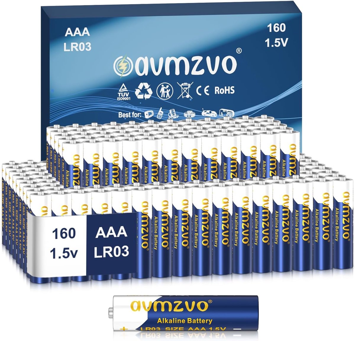 AAA LR03 batteries, 160 pieces 1.5 V alkaline, durable power, powerful, can be used for toys, alarm clocks and other - ShopVlot