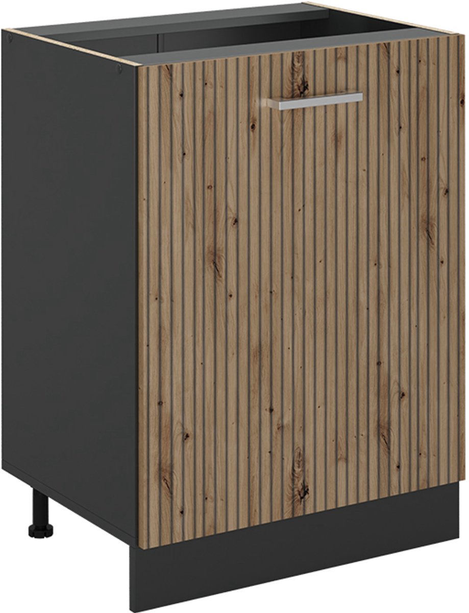 Vicco Keukenonderkast R-Line, Artisanaal eiken/Antraciet, 60 cm met 1 deur zonder werkblad