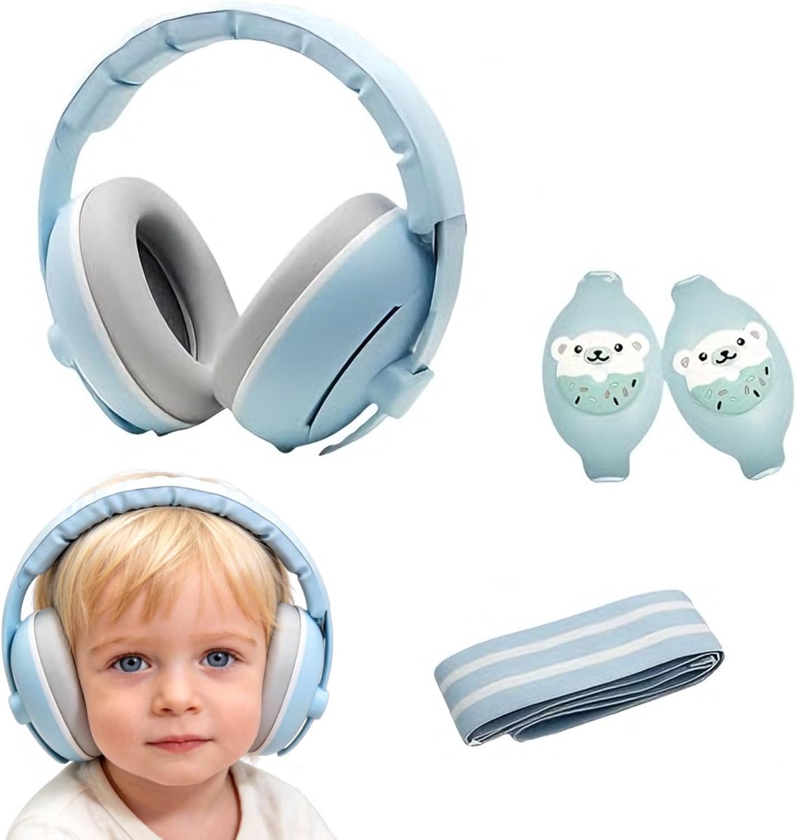 2 in 1 Gehoorbescherming Baby Koptelefoon, Baby Oorbeschermers met Geluidsdemping, Verstelbare Hoofdband - ShopVlot