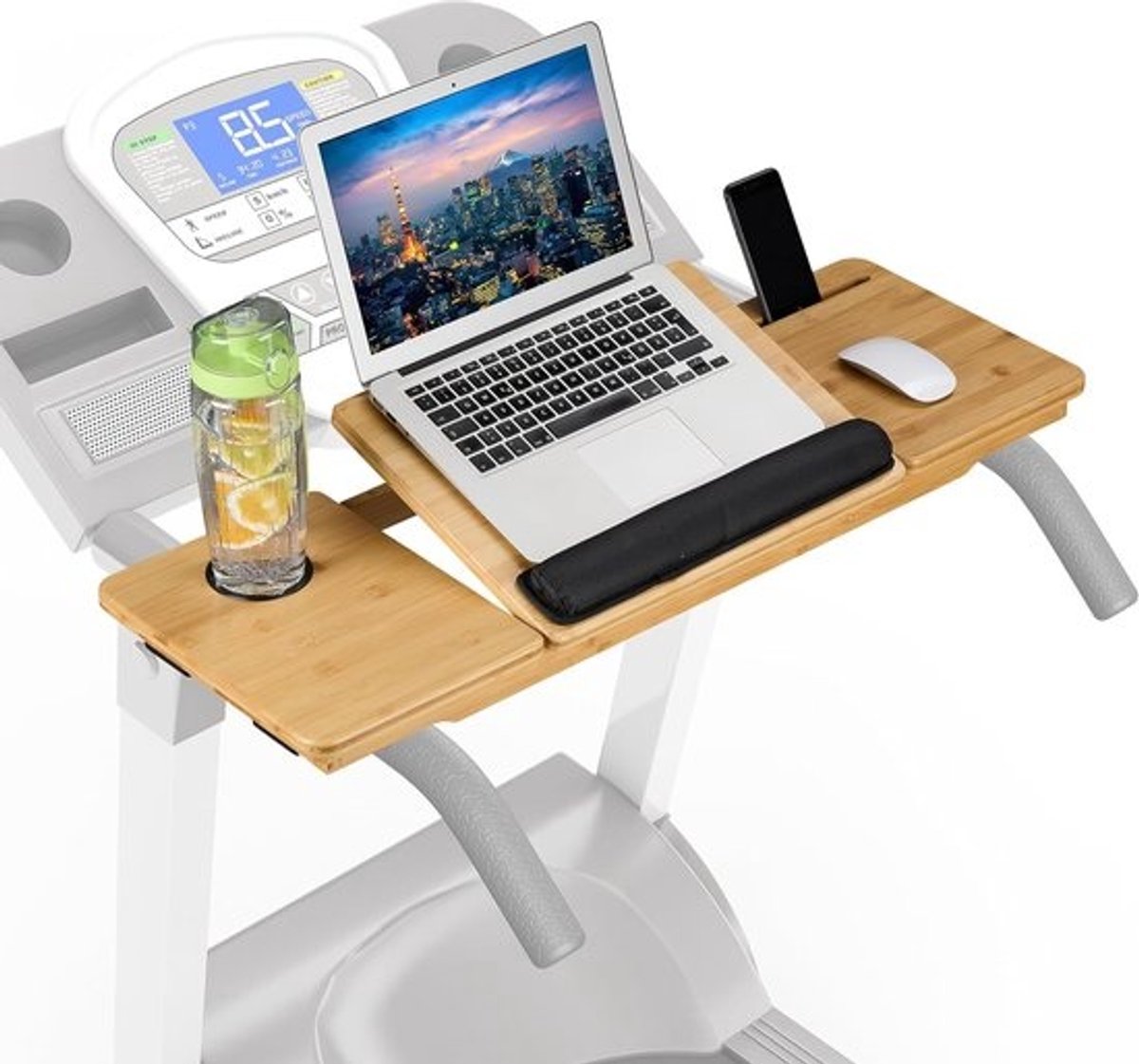 Verstelbare laptopstandaard voor loopband - met telefoon- en kopjeshouder - Ergonomisch - functioneel