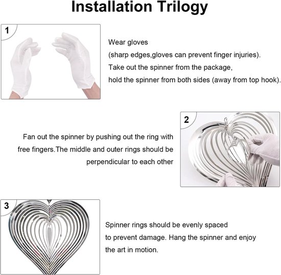 3D Hart Wind Spinner en Tuin Windgong van Roestvrij Staal, Hangende Decoratie voor Buiten en Binnen, Unieke Windvangers en Tuinaccessoires — afbeelding 3
