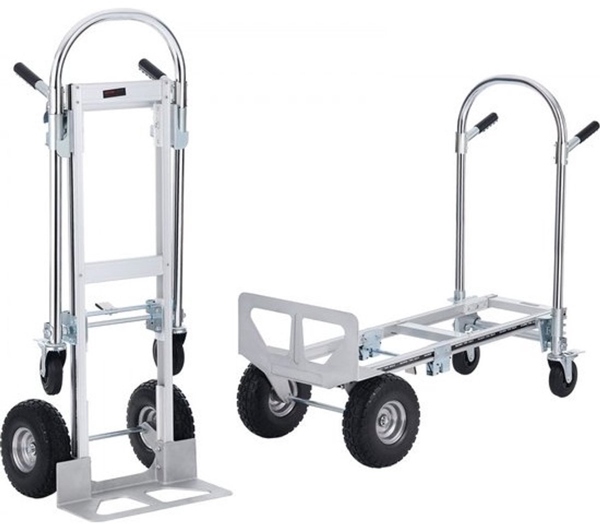 2-in-1 opvouwbare steekwagen - 318/454 kg laadvermogen - transportwagen van aluminiumlegering en koolstofstaal voor binnen en buiten