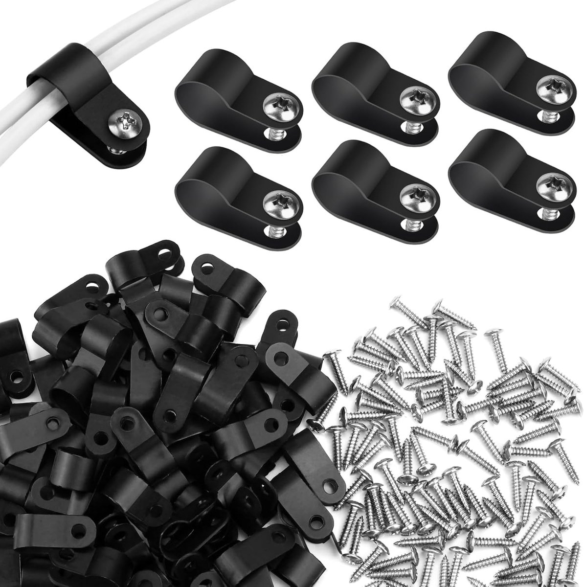 Kabelclips 100 stuks - 10.4mm type R - nylon - eenvoudig te monteren - ShopVlot