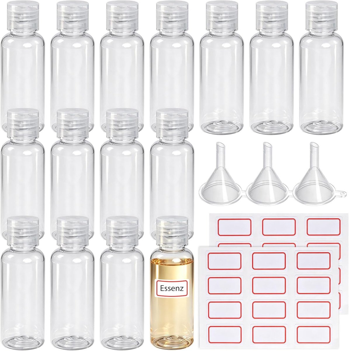 Reisflessen 50 ml - Duurzaam PET-kunststof - Lekvrij en herbruikbaar - Ideaal voor vliegreizen - ShopVlot