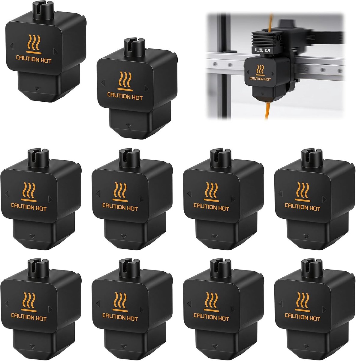 10 Stuks Siliconen Sokken voor Hotend - Hittebestendige Bescherming, 3D Printer Accessoires, Duurzame Siliconesokken