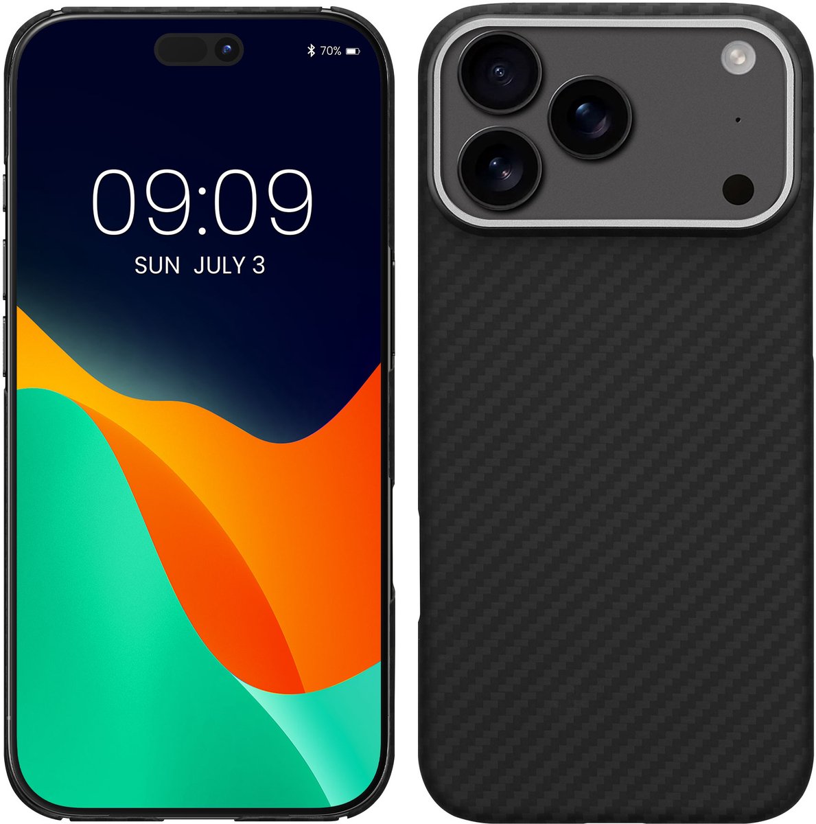 kalibri hoesje geschikt voor Apple iPhone 18 Pro Max / iPhone 17 Pro Max - aramidehoes voor smartphone - mat zwart