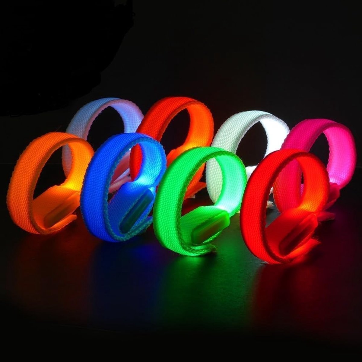 LED Polsbandjes met Verlichting, 8 Stuks Veilig Sportbandjes voor Hardlopen, Fietsen en Wandelen met Honden in het Donker