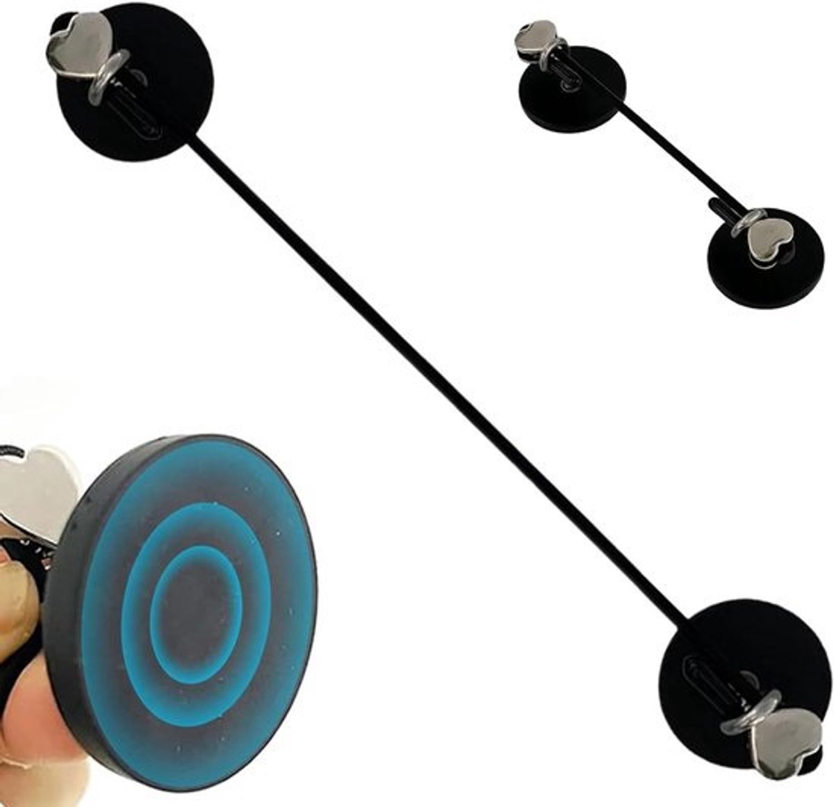 Magnetische gordijnroede - Verstelbare stang - Voor het ophangen van gordijnen - Veerklemsysteem - Tot 90 cm - Zwart