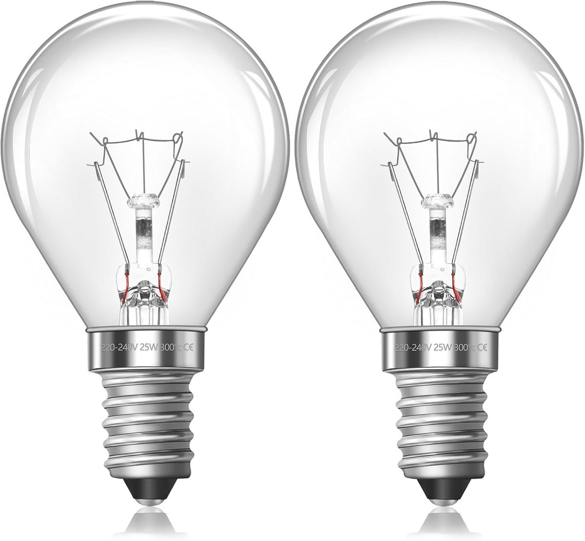 Ovenlamp E14 G45, 300 graden, E14 ovenlamp, dimbaar, warm wit 2700 K, AC 230 V, 400 lm, kleine Edison schroeflamp E14 golfballamp voor ovens en fornuizen, lavalamp, gloeilamp, wax melt lamp, 2 stuks