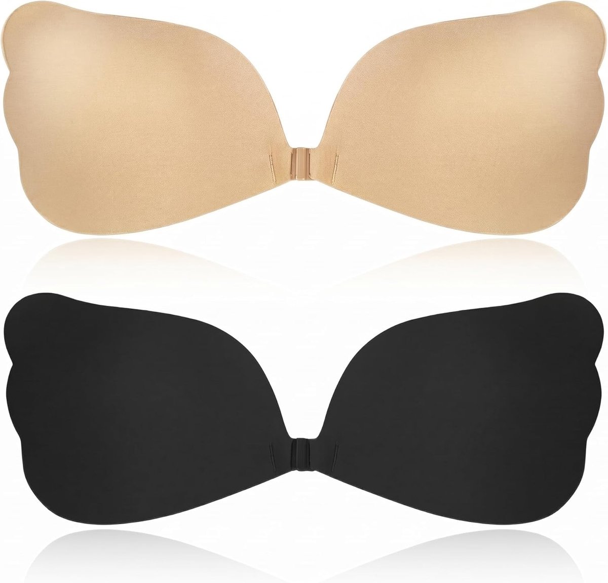 Plak-bh’s Onzichtbare beha, 2-delig, strapless beha, push-up tepelbedekkers, herbruikbaar, ademend voor meisjes en dames, tape voor feestjurken, zelfklevende beha voor dames