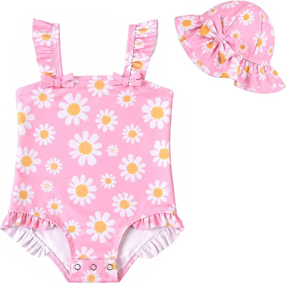 Badpak voor kleine meisjes, eendelig babybadpak met zonnehoed, schattige strandbadmode, sneldrogend badpak voor kinderen van 3 tot 36 maanden