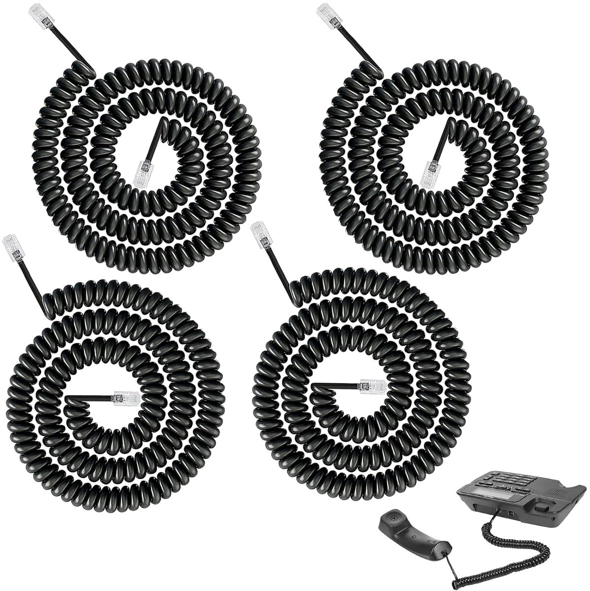 Telefoon kabel 3 meter - spiral kabel - zwarte RJ9 4P4C - vervanging voor telefoon handset - ShopVlot
