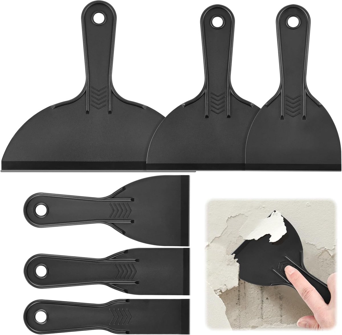 Set van 6 Flexibele Plastic Putty Schrapers - Ideaal voor Spackelen, Verf en Sticker Verwijdering