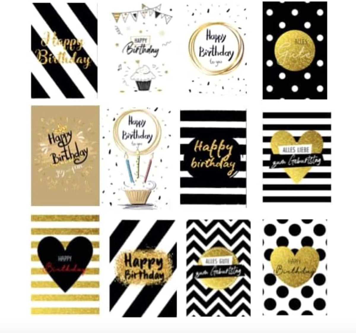 Verjaardagskaarten 12 stuks 18 x 12 cm - Vouwkaarten met 12 Witte Enveloppen - Gelukkige Verjaardag - ShopVlot