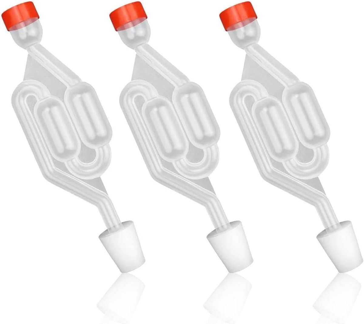 Set van 3 S-vormige buisjes en 3 siliconen rubberen stoppen, luchtdichte watersluiting voor gistingscontrole, perfect voor wijn, bier, zuurkool en gefermenteerde levensmiddelen, geen schimmel