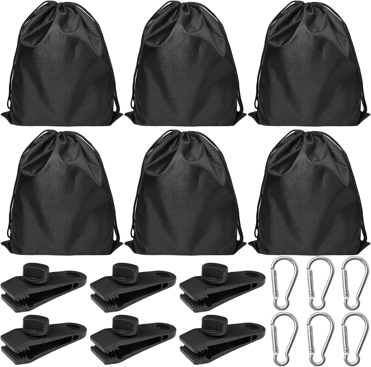 Draagbare Zandzak Set voor Buiten - Gewichten voor Tenten, Tafelkleden en Decoratie met Carabiner en Clip